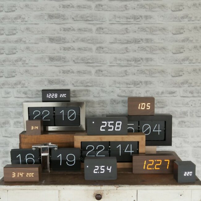 BLOCK ALARM CLOCK BLACK VENEER WHITE LED/BLACK WOOD 16X7.2CM - Image 3