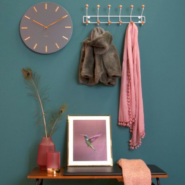 ROUND WALL CLOCK CHARM GREY STEEL WITH GOLD BUTTONS 45X3.5CM - Image 3