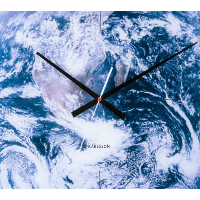 ROUND WORLD CLOCK EARTH GLASS BLUE TONES 60CM - Image 3