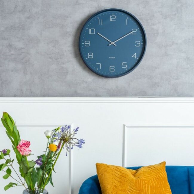 ROUND WALL CLOCK LOFTY METAL IRON MATT NIGHT BLUE 40CMX4.5CM - Image 4