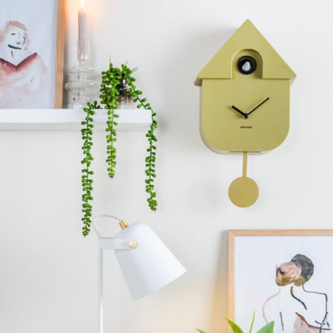 WALL CLOCK MODERN CUCKOO OLIVE GREEN 40X9X23CM - Image 5