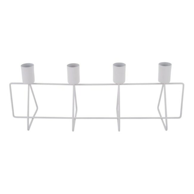 CANDLE HOLDER 4 IN A ROW WHITE 40X9X25CM