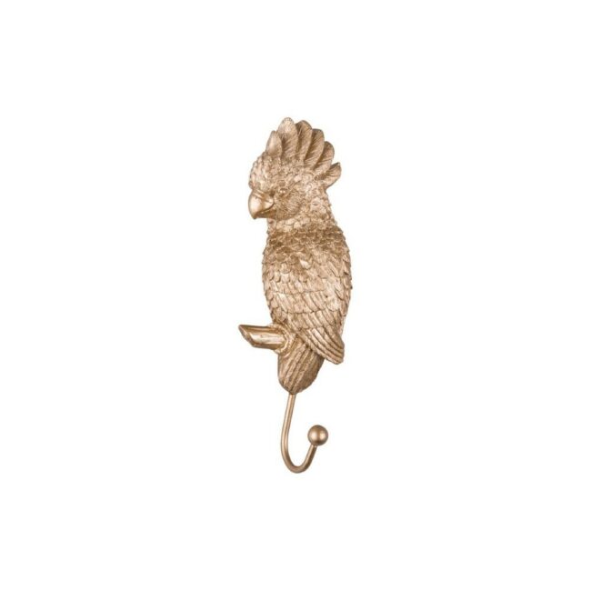 COAT HOOK COCKATOO GOLD PAINTED 18X6CM