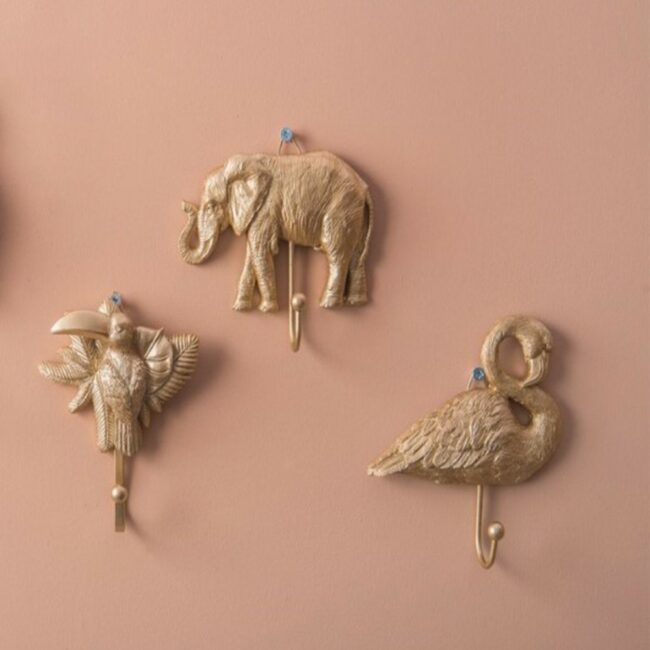 COAT HOOK FLAMINGO GOLD PAINTED 13X13CM - Image 3