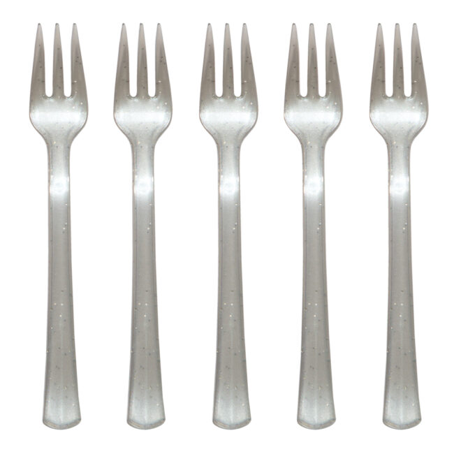 FORK MINI 24 GLITTERING SILVER 24PCS