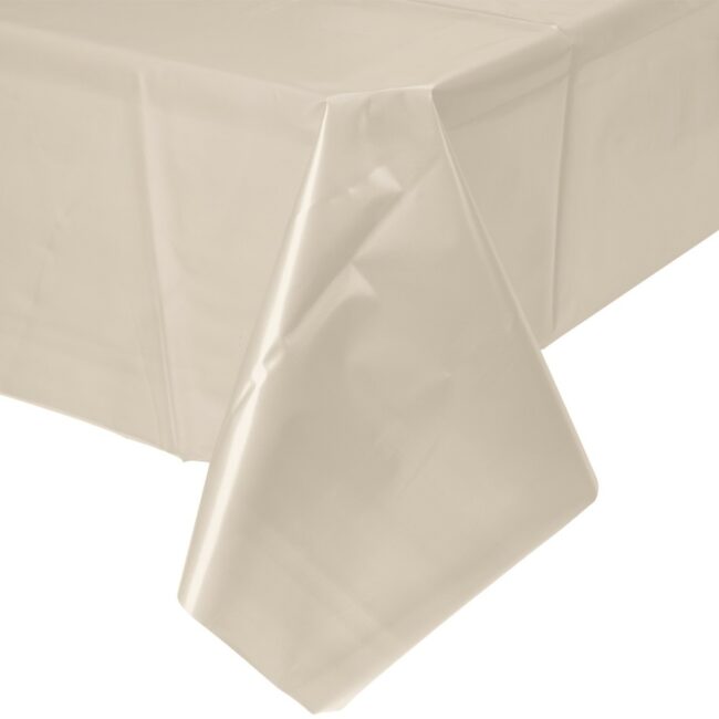 IVORY DISPOSABLE PLASTIC TABLE COVER 54''x108'' - Image 3
