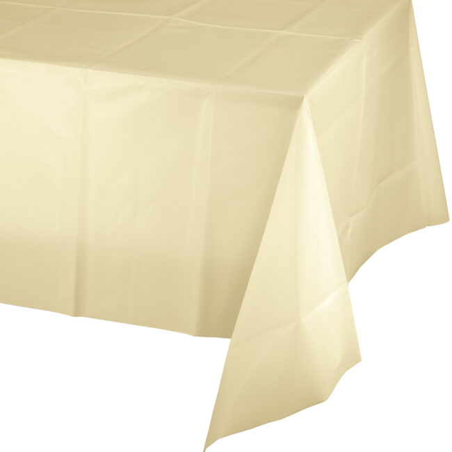 IVORY DISPOSABLE PLASTIC TABLE COVER 54''x108''