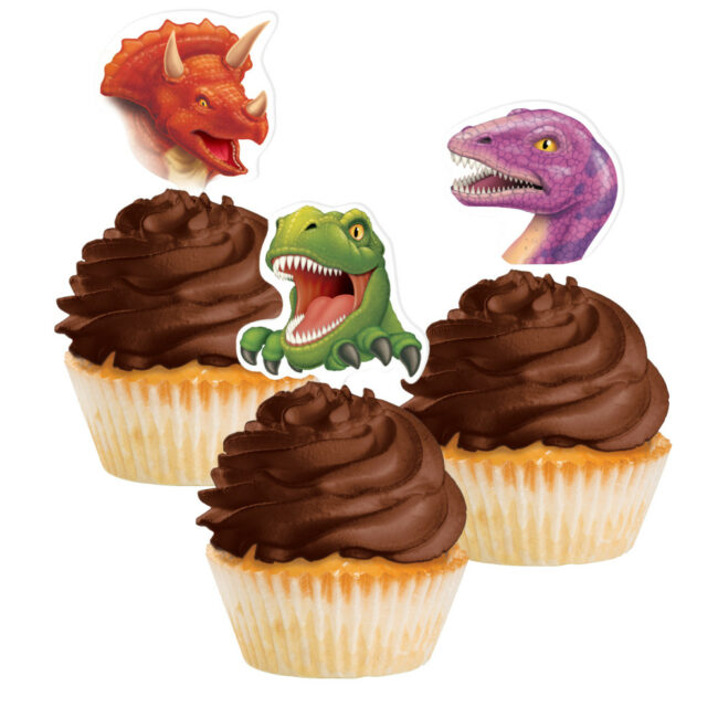 DINO BLAST CAKE TOPPERS H6,90XW3.170CM 12PCS