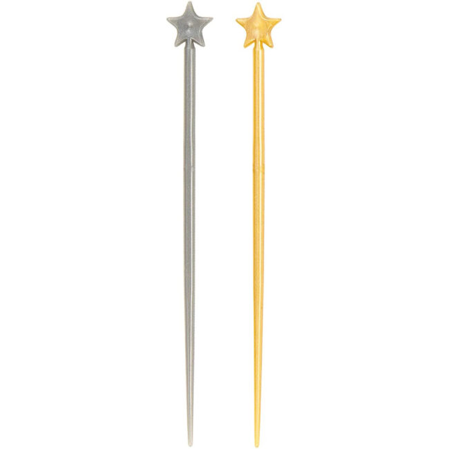 PLASTIC PARTY PICKS GOLD & SILVER STAR 200PCS - Image 4