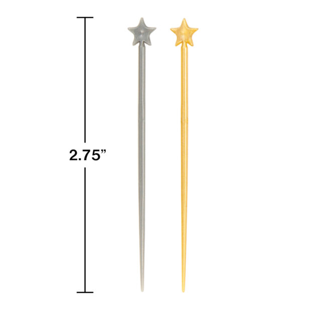 PLASTIC PARTY PICKS GOLD & SILVER STAR 200PCS - Image 3