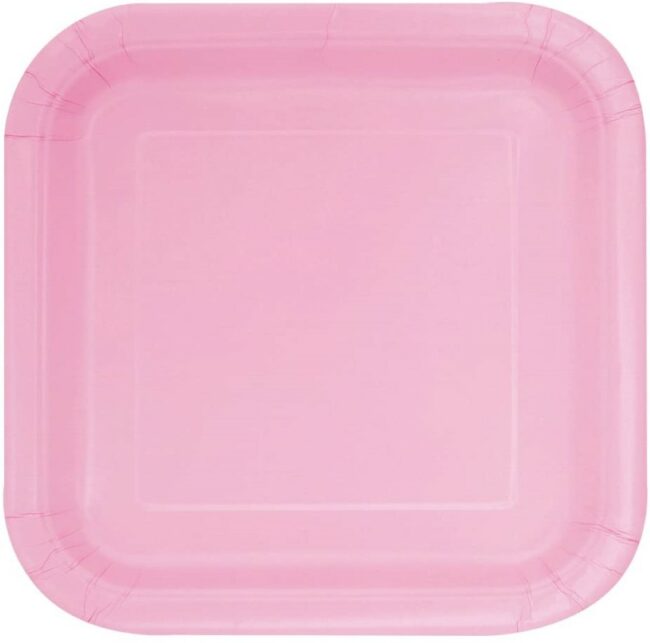 PINK SQUARE PLATES 18X18CM 16PCS