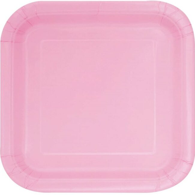 PINK SQUARE PLATES 18X18CM 16PCS