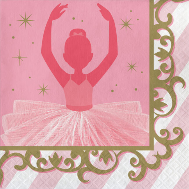 NAPKINS 6.5''x6.5'' TWINKLE TOES BALLERINA 16PCS