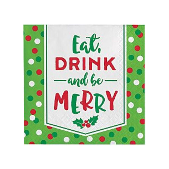 CHRISTMAS BEVERAGE NAPKINS EAT DRINK AND BE 16PCS