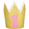MINI 1ST BIRTHDAY GIRL CROWN PINK GLITTER
