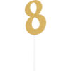 CAKE TOPPER NUMBER 8 GLITTER GOLD 15.24X5.08CM