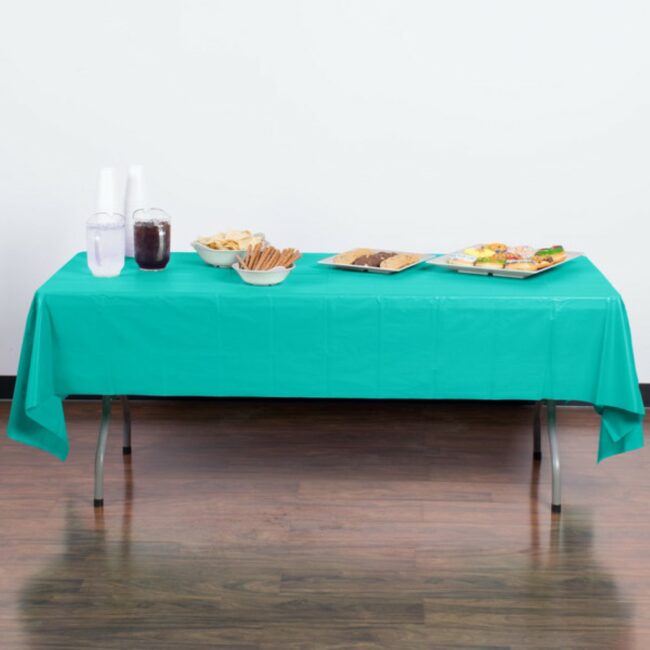 PLASTIC TABLECOVER 54''x108'' TEAL LAGOON - Image 4