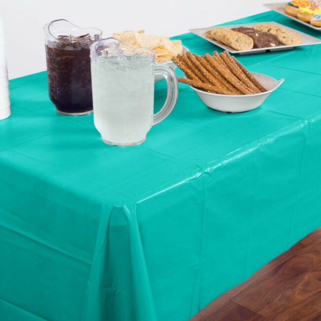 PLASTIC TABLECOVER 54''x108'' TEAL LAGOON - Image 3