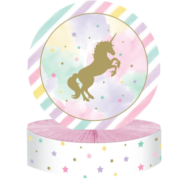 UNICORN SPARKLE HONEYCOMP CENTERPIECE 30.40X22.80CM