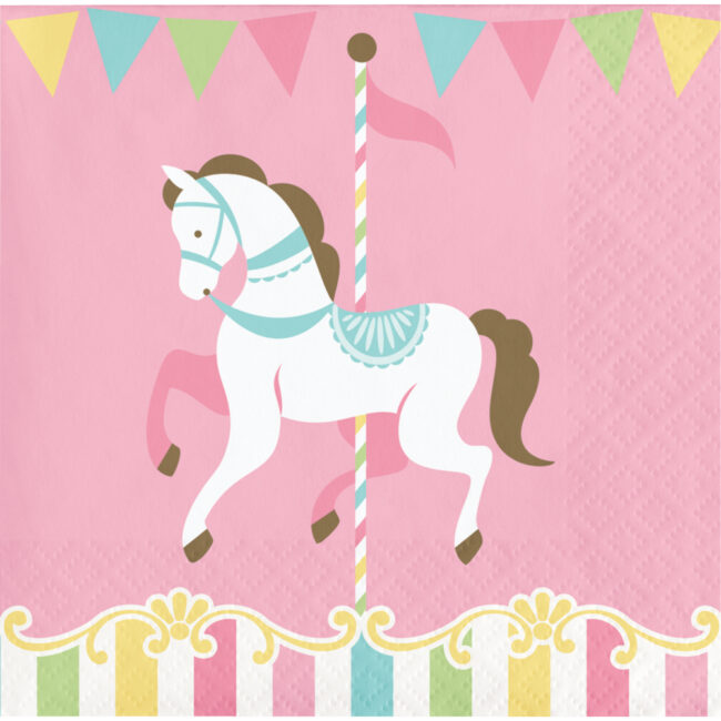 BEVERAGE PAPER NAPKINS CAROUSEL HORSES 16PCS