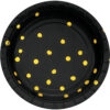 PLATES 7'' BLACK VELVET FOIL WITH GOLD DOTS 8PCS
