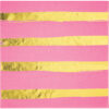 NAPKINS 6.5''x6.5'' CANDY PINK & GOLD STRIPES FOIL 16PCS