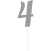 CAKE TOPPER NUMBER 4 GLITTER SILVER 15.24X5.08CM