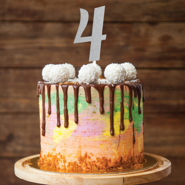 CAKE TOPPER NUMBER 4 GLITTER SILVER 15.24X5.08CM - Image 4