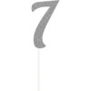 CAKE TOPPER NUMBER 7 GLITTER SILVER 15.24X4.83CM