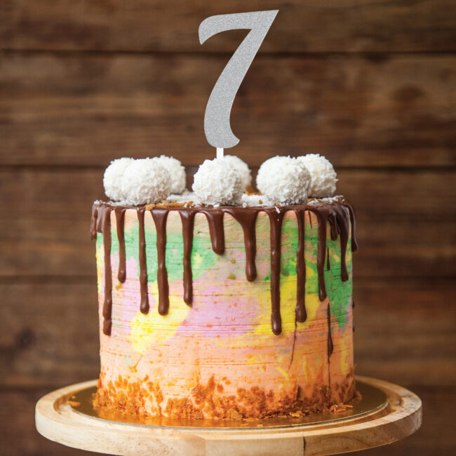CAKE TOPPER NUMBER 7 GLITTER SILVER 15.24X4.83CM - Image 4