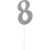 CAKE TOPPER NUMBER 8 GLITTER SILVER 15.24X5.08CM