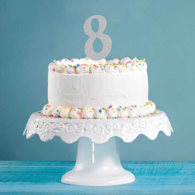 CAKE TOPPER NUMBER 8 GLITTER SILVER 15.24X5.08CM - Image 6