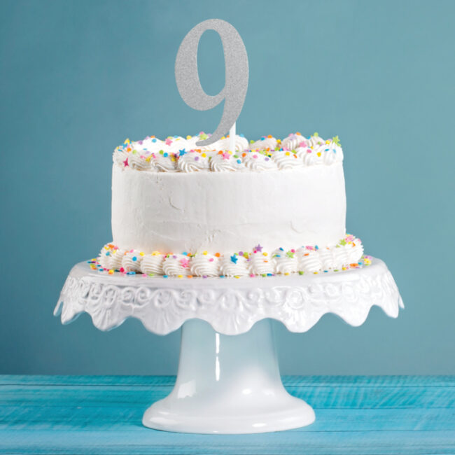 CAKE TOPPER NUMBER 9 GLITTER SILVER 15.24X4.83CM - Image 5