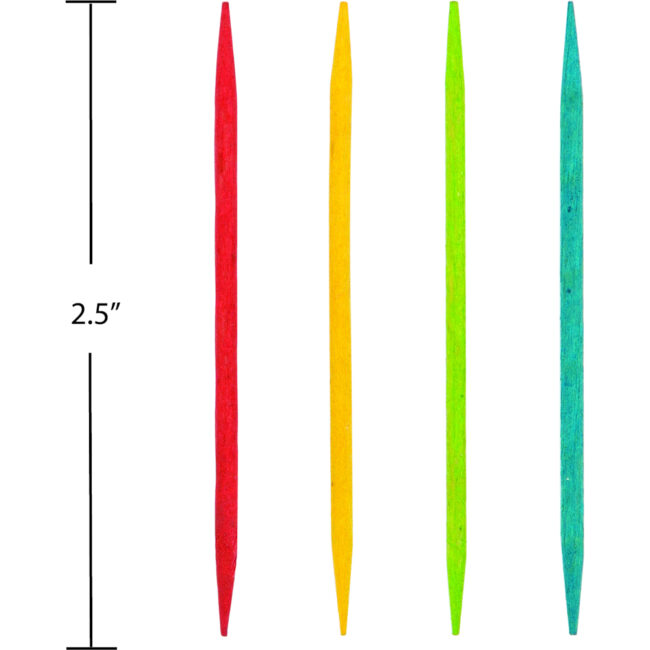 TOOTHPICKS 2.5'' WOOD ASSORTED COLORS 200PCS - Image 3