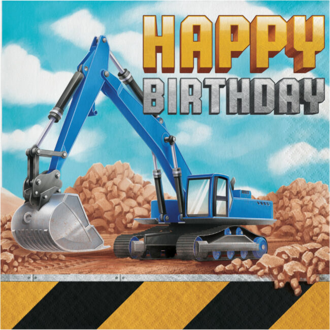 BIG DIG CONSTRUCTION HAPPY BIRTHDAY NAPKINS 16.50x16.50CM 16PCS