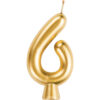 CANDLE NUMBER 6 GOLD 3.81X6.98CM
