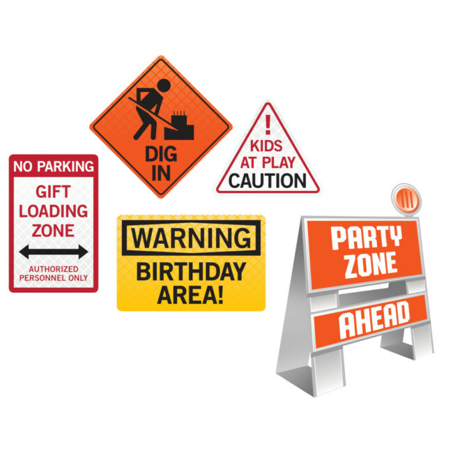 BIG DIG CONSTRUCTION EASEL AND SIGN DECORATIONS SET 5PCS