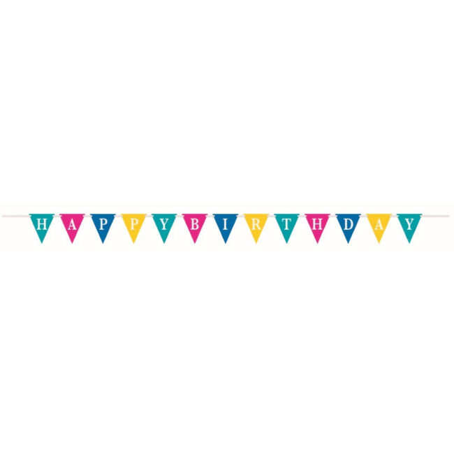 "HAPPY BIRTHDAY" CONFETTI CAKE FLAG BANNER 274CM