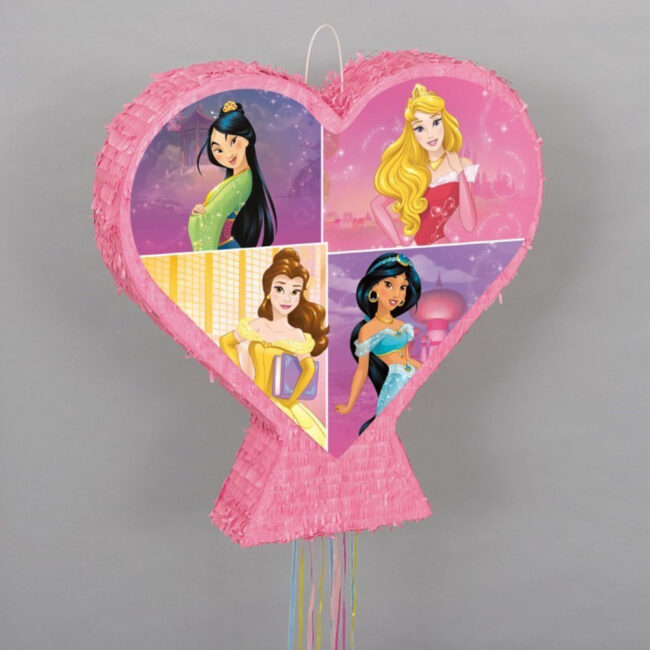 PULL PINATA DISNEY PRINCESS HEART-SHAPED DOUBLE SIDED 50.8X50.8CM