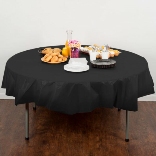PLASTIC ROUND TABLECOVER 82'' BLACK VELVET - Image 3