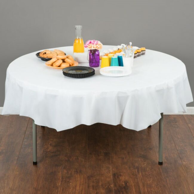 PLASTIC TABLECOVER OCTYROUND WHITE - Image 3