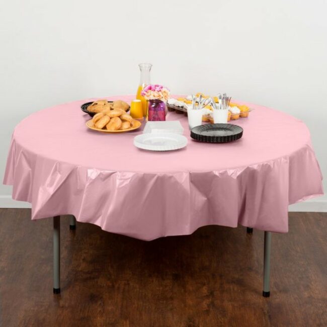 PLASTIC ROUND TABLECOVER 82'' CLASSIC PINK - Image 3