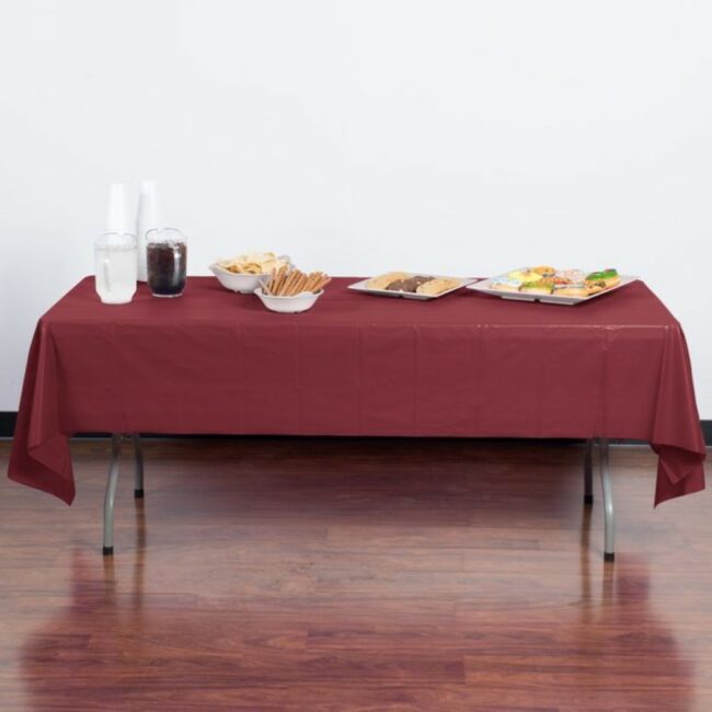 PLASTIC TABLECOVER 54''x108'' BURGUNDY - Image 3