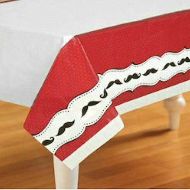 MUSTACH MADNESS PLASTIC TABLECOVER 137X274CM