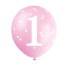 PINK 1ST BIRTHDAY 12'' (30.4 CM) BALLOONS 5PCS