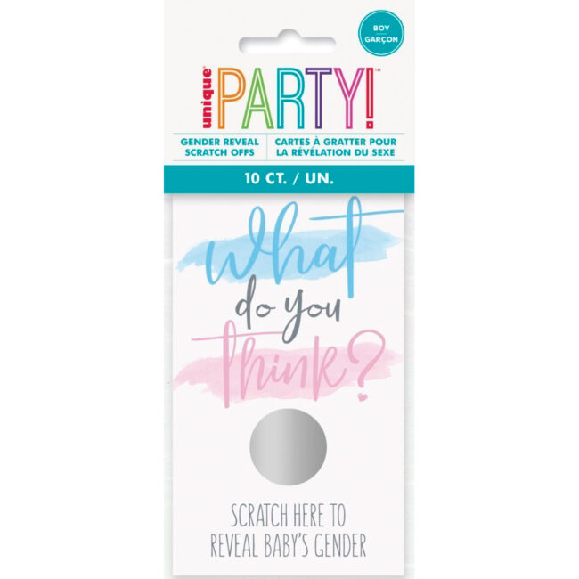 GENDER REVEAL BLUE SCRATCH-OFF PARTY GAME CARDS 10PCS - Image 3