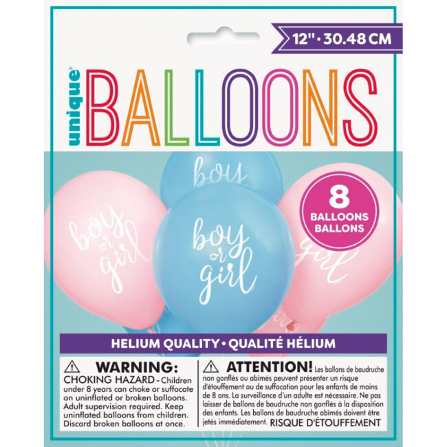 GENDER REVEAL BALLOONS 12'' 30.48CM 8PCS - Image 4