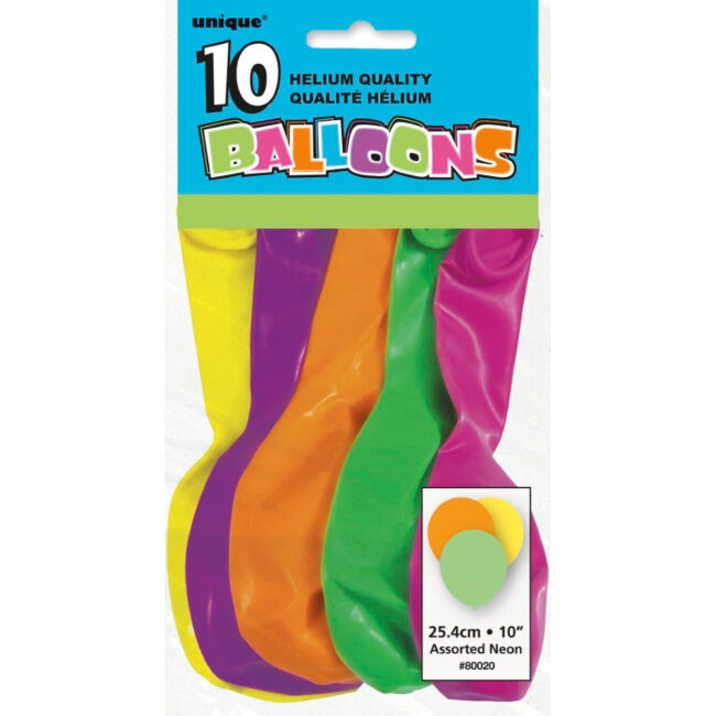 NEON 10" BALLOONS ASSORTED 10PCS - Image 7