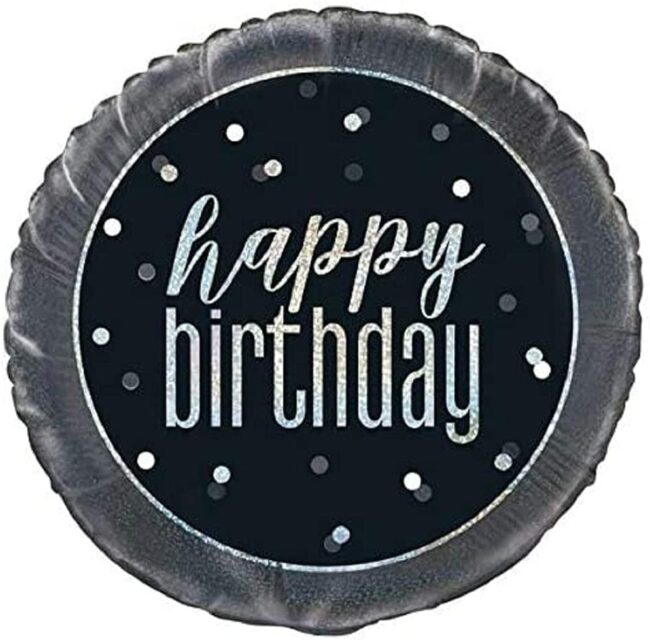 HAPPY BIRTHDAY FOIL BALLOON GLITTER BLACK 18" 45.72CM