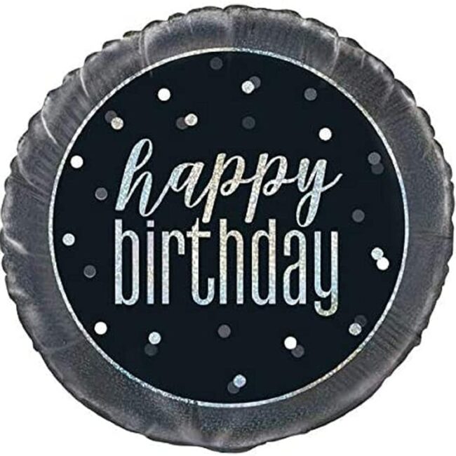 HAPPY BIRTHDAY FOIL BALLOON GLITTER BLACK 18" 45.72CM